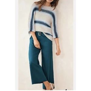 J. Jill Linen Cotton Open Weave 3/4 Sweater Ombre Stripe Size L